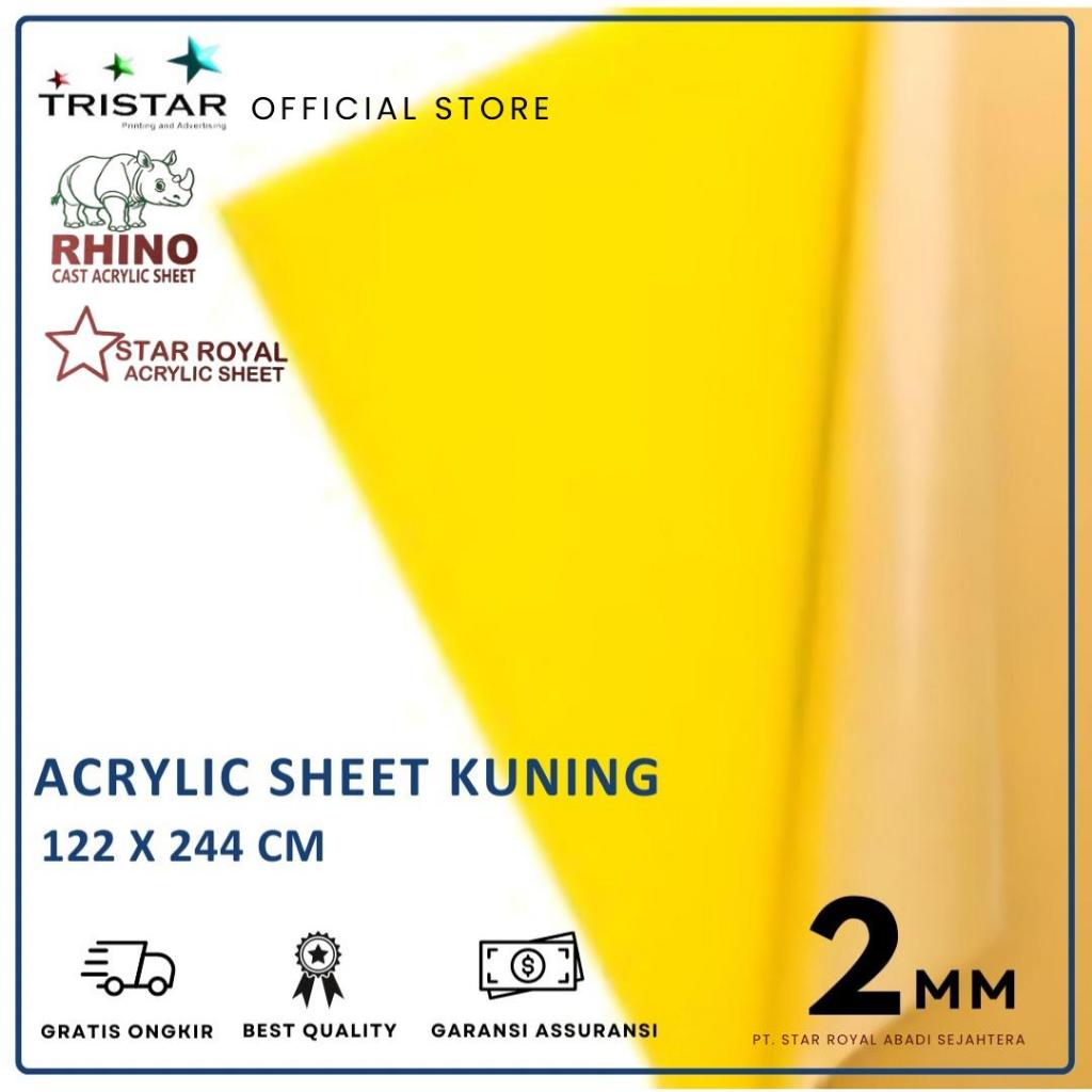 akrilik lembaran merk royal (uk 122 x 244 cm) Kuning Solid 2mm /3mm / Akrilik Kuning Solid Merk Rhin