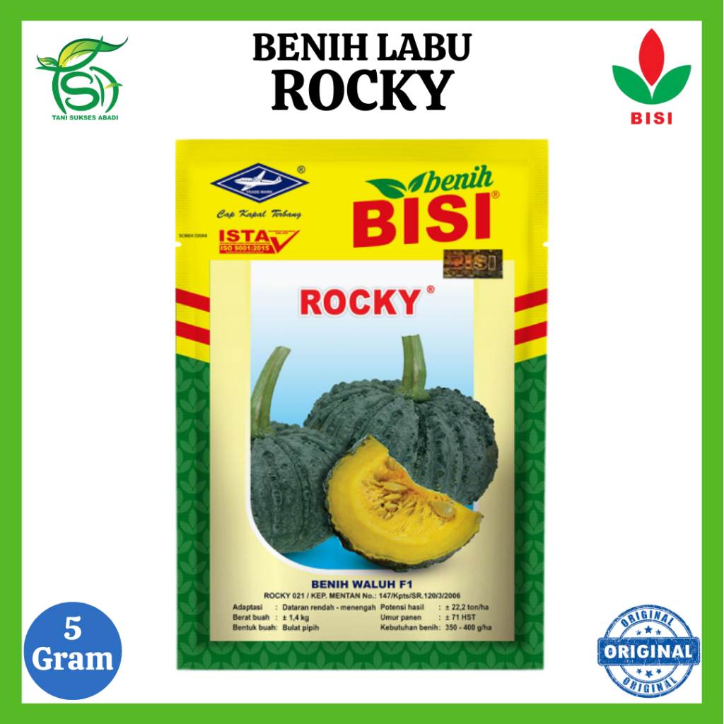 Benih Labu ROCKY (5 Gram) - Bibit Waluh Hibrida F1 BISI