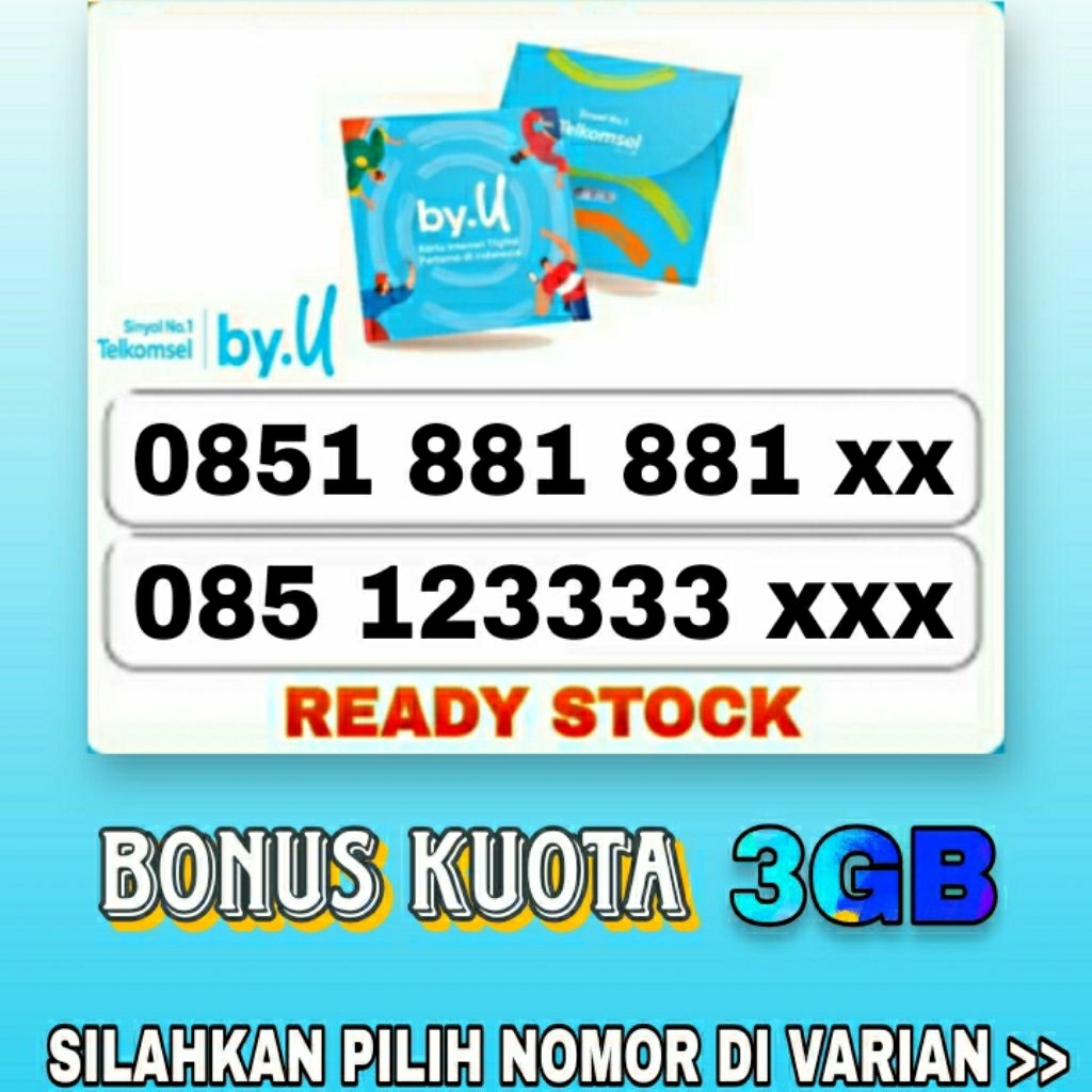 KARTU PERDANA NOMOR CANTIK BY.U KUOTA 3GB SUPORT 5G