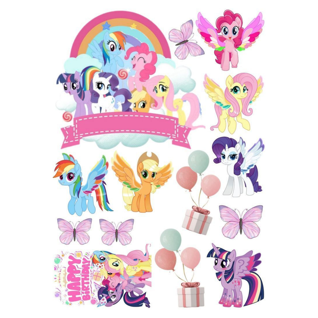 TOPPER CAKE KUDA PONY FREE CUSTOM NAMA | HIASAN KUE ULTAH TEMA LITTLE PONY
