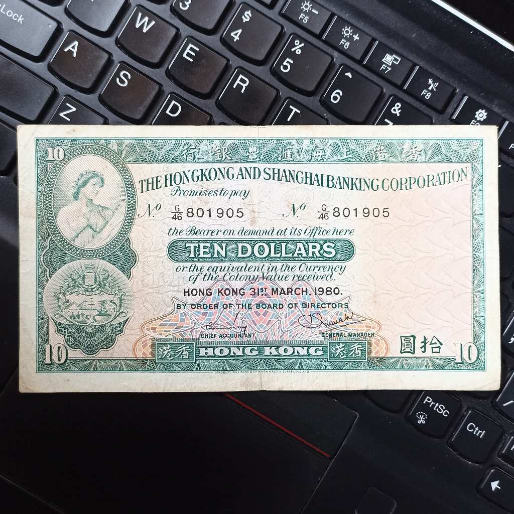 Uang Kuno Hongkong 10 Dollar Tahun 1980