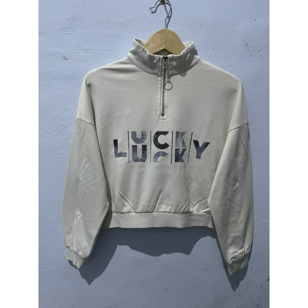 Crewneck Half Zipper Crop Lucky Original Second
