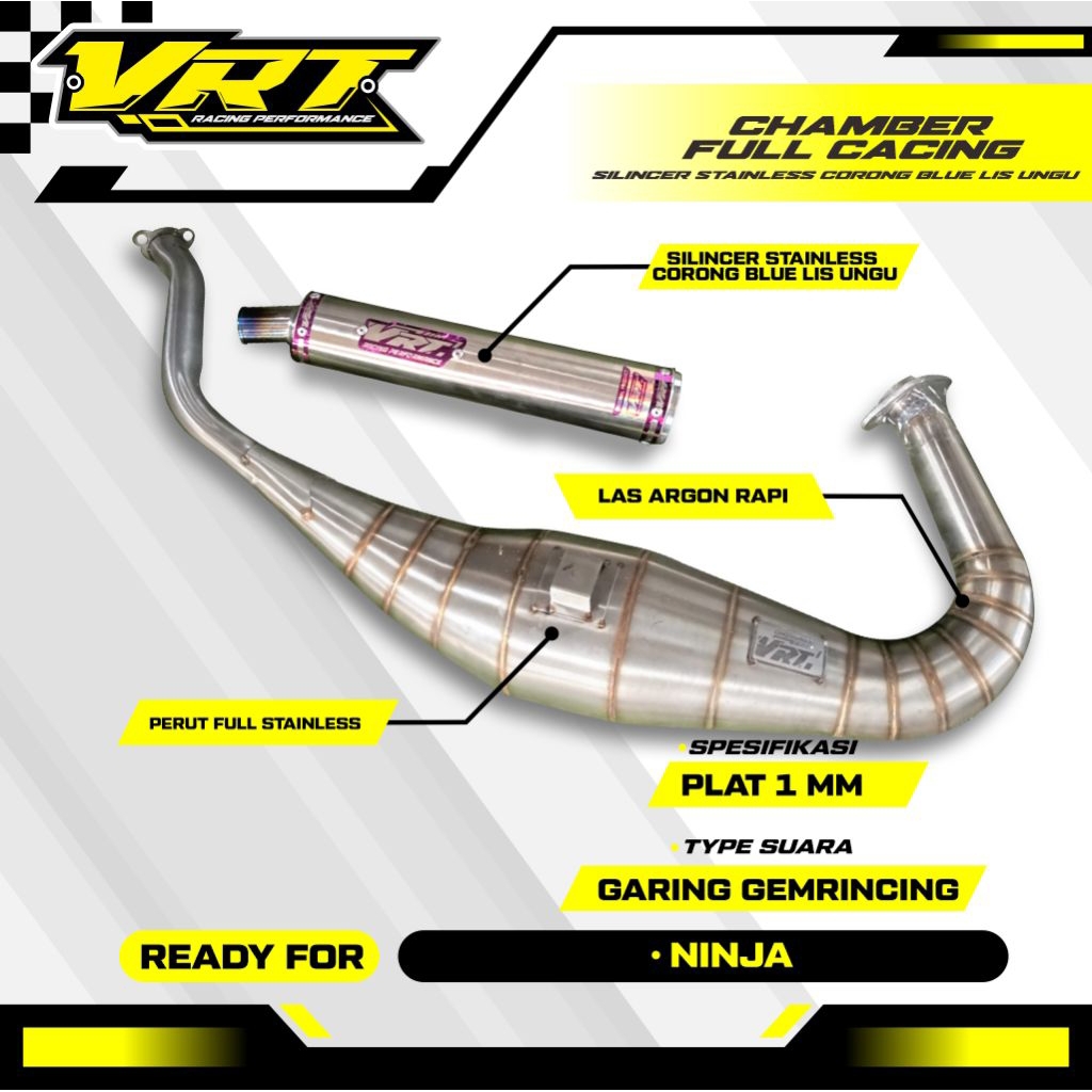 KNALPOT NINJA R/RR/SS FULL STANLIS SILINCER FULL STANLIS LIS UNGU ORIGINAL VRT RACING PERFORMANCE