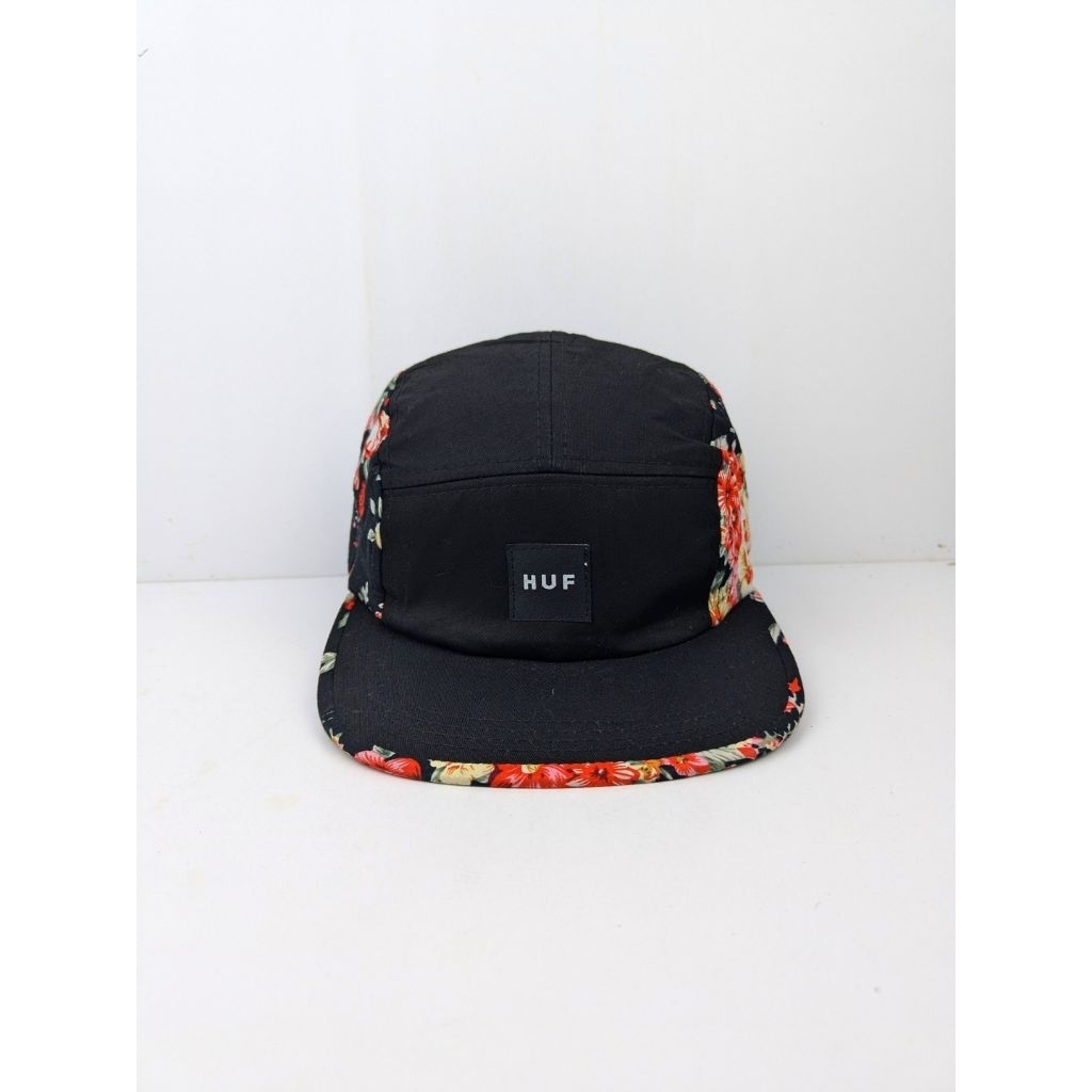 Topi 5 Panel HUF Streetwear Floral Black Skate Surf Simpel Skena