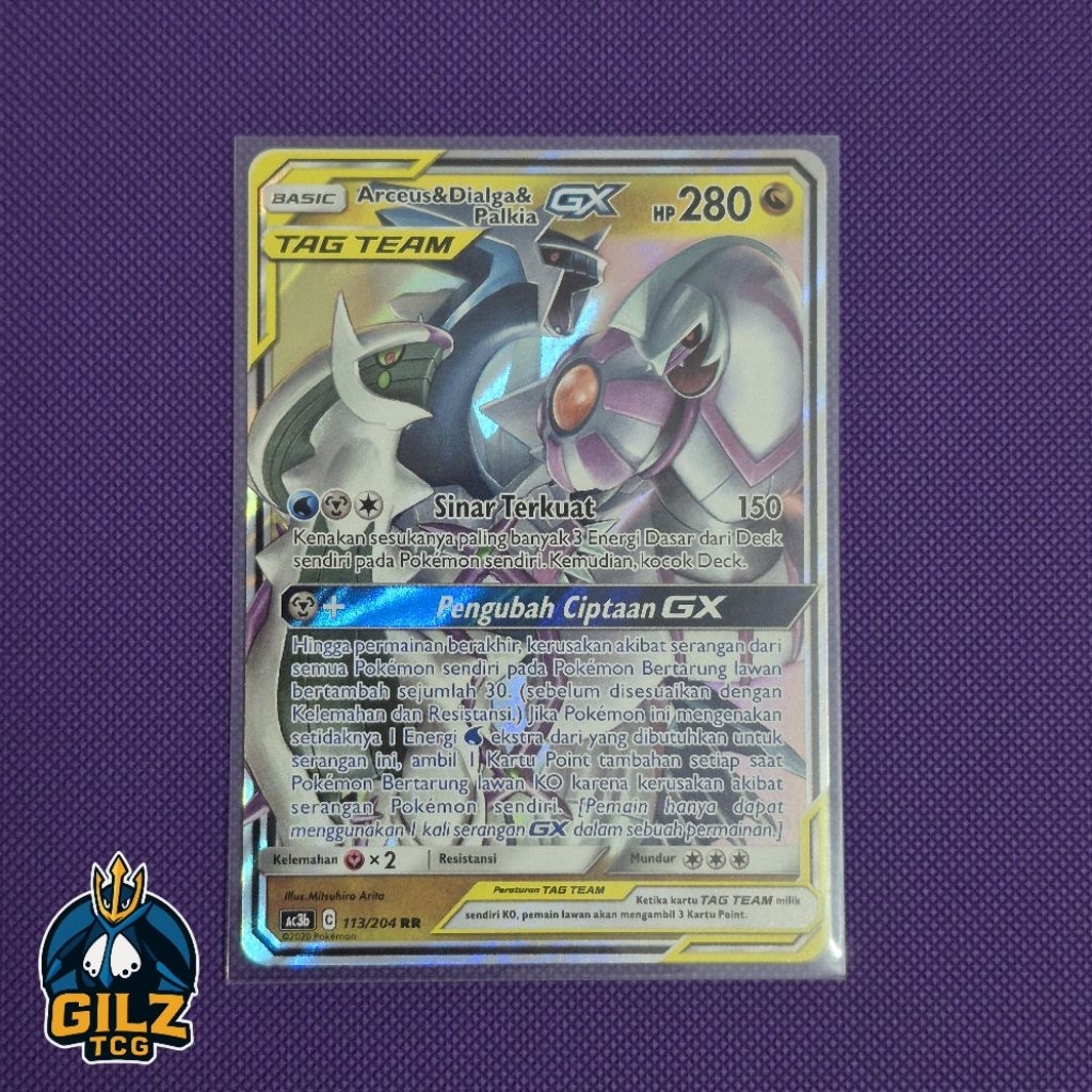 kartu Pokemon Arceus & Dialga & Palkia GX 113/204