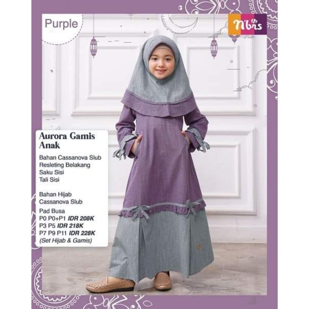 Aurora gamis anak purple