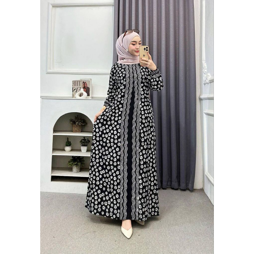 GAMIS HITAM RAYON SUPER, GAMIS RAYON SUPER WARNA HITAM, GAMIS HITAM BATIK