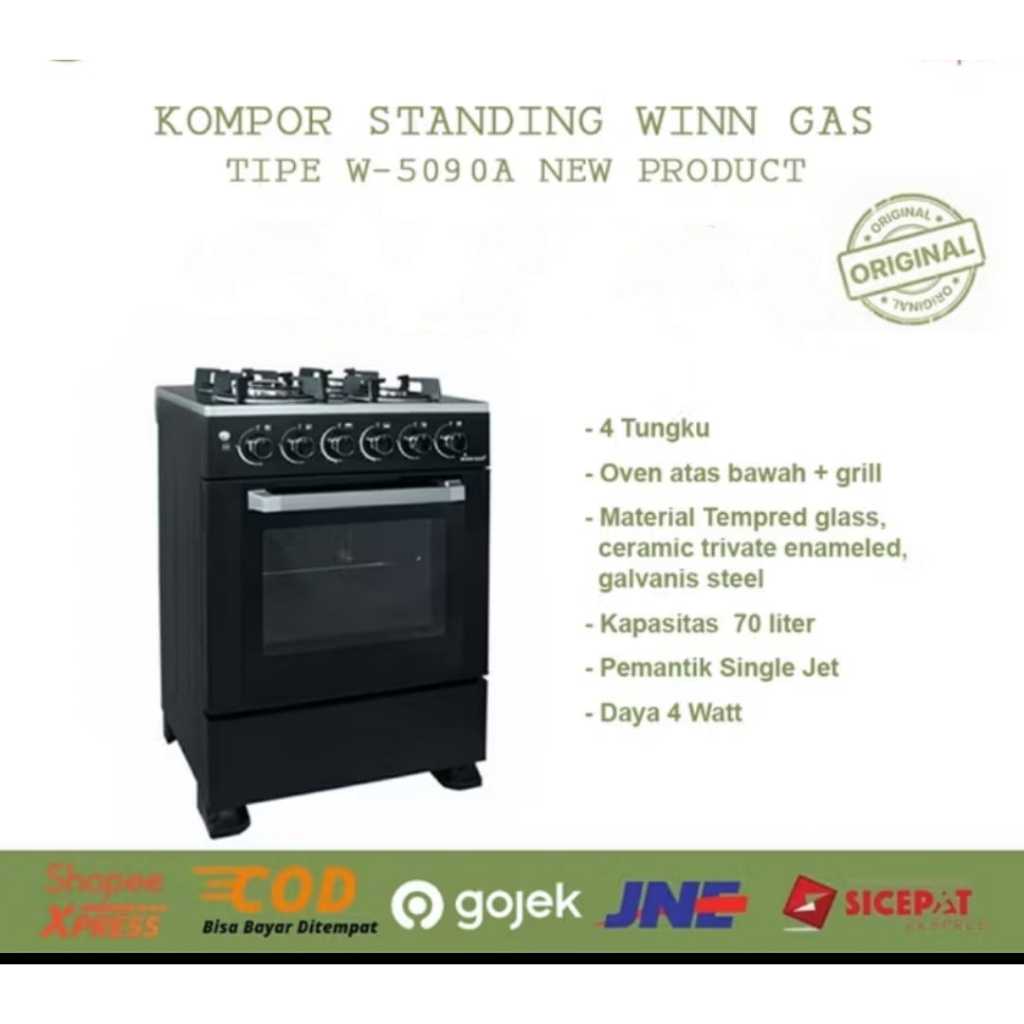 KOMPOR GAS FREE STANDING 4 TUNGKU + OVEN GRILL WINN GAS W-5090 A