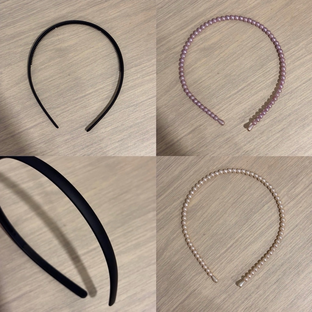 bando headband manik pearl bead hitam doff