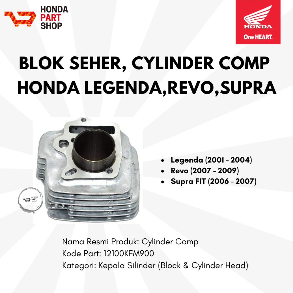 12100KFM900 Blok Seher, Cylinder Comp  Honda Legenda, Revo, Supra