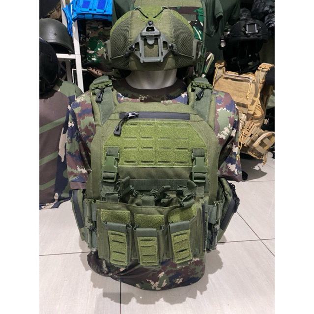1set Bodyvest Rajawali/Helm tactical mich 2001 Hijau