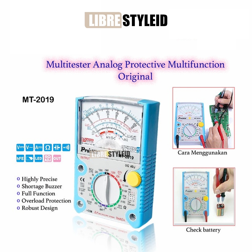 Proskit MT-2019 Multitester Analog Protective Multifunction - Multitester Analog LED Proskit MT-2019