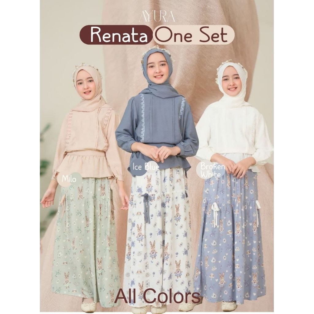 [ RENATA SET ROK ] By AYYURA Setelan anak remaja tanggung set baju muslim anak remaja baju dan rok s