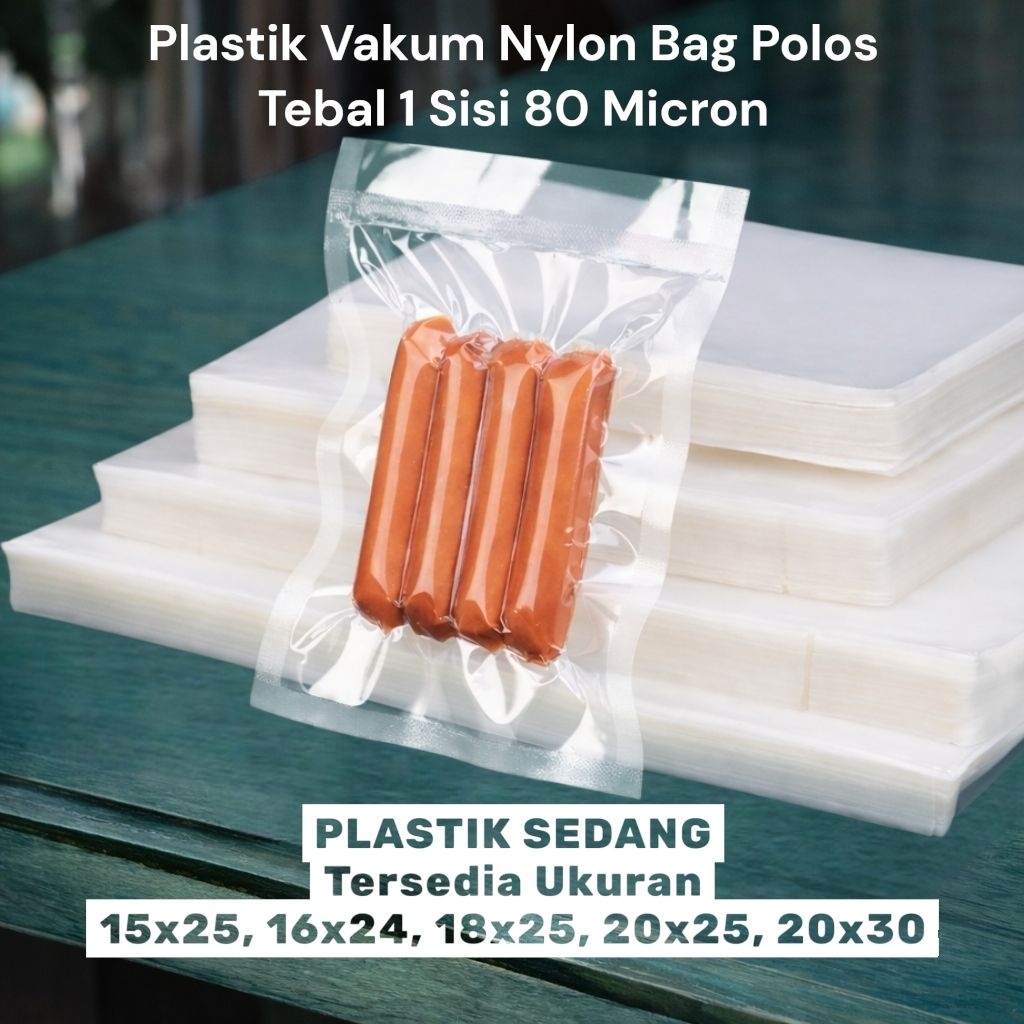 Plastik Vakum Nylon Bag Polos Tebal 80 Micron | Vacuum Bag Sealer Food Grade | Ukuran Sedang