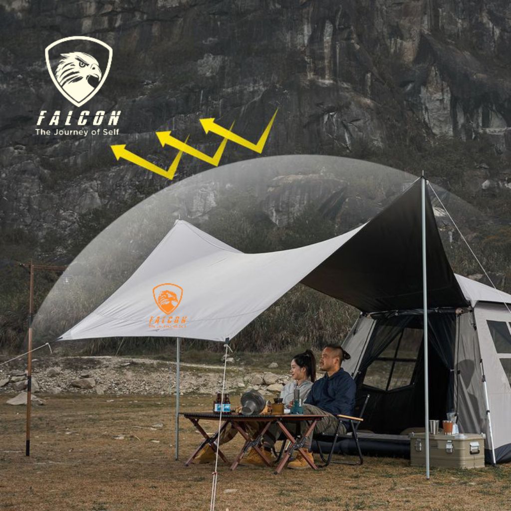 Flysheet hexagonal 450 x 600cm - fleshet hexagonal - flysheet camping 4,5 x 6 mtr - flysheet outdoor