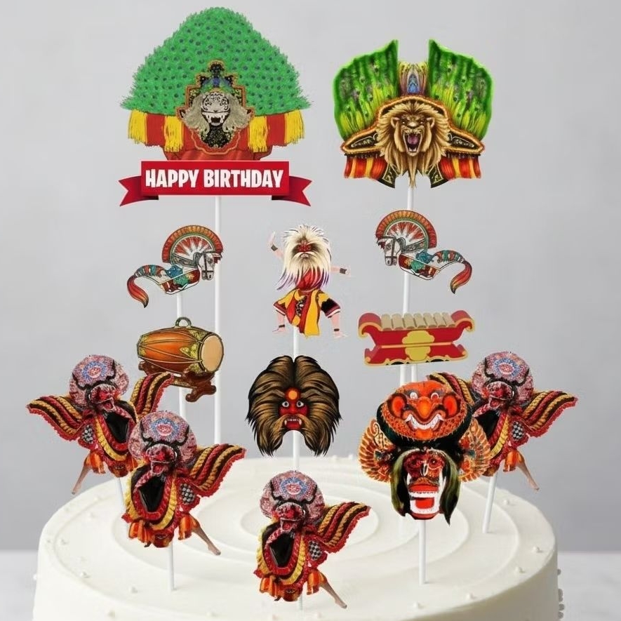 TOPPER KUE CAKE CUSTOM ULANG TAHUN / HIASAN KUE REOG PONOROGO