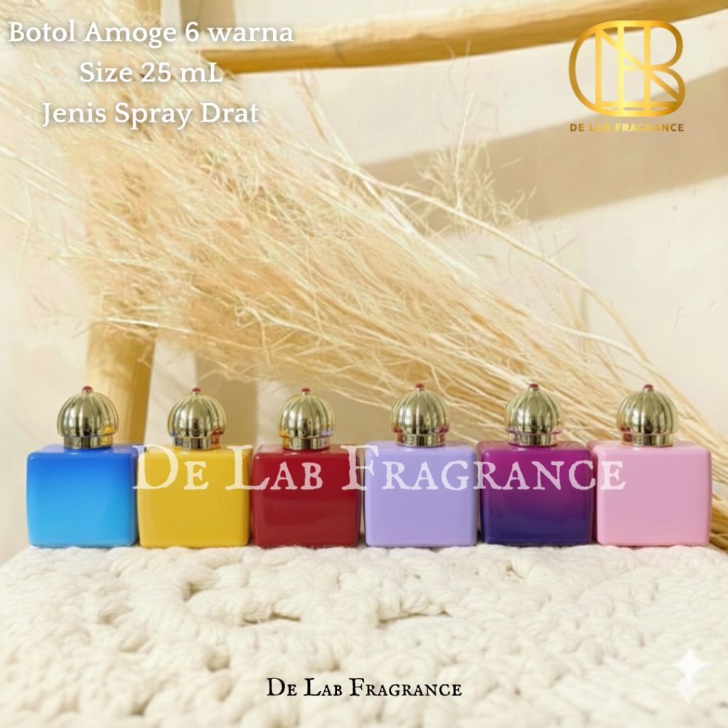 botol parfum amouge 25 ml spray putar minimal 6 warna botol lucu kaca tebal elegant mewah