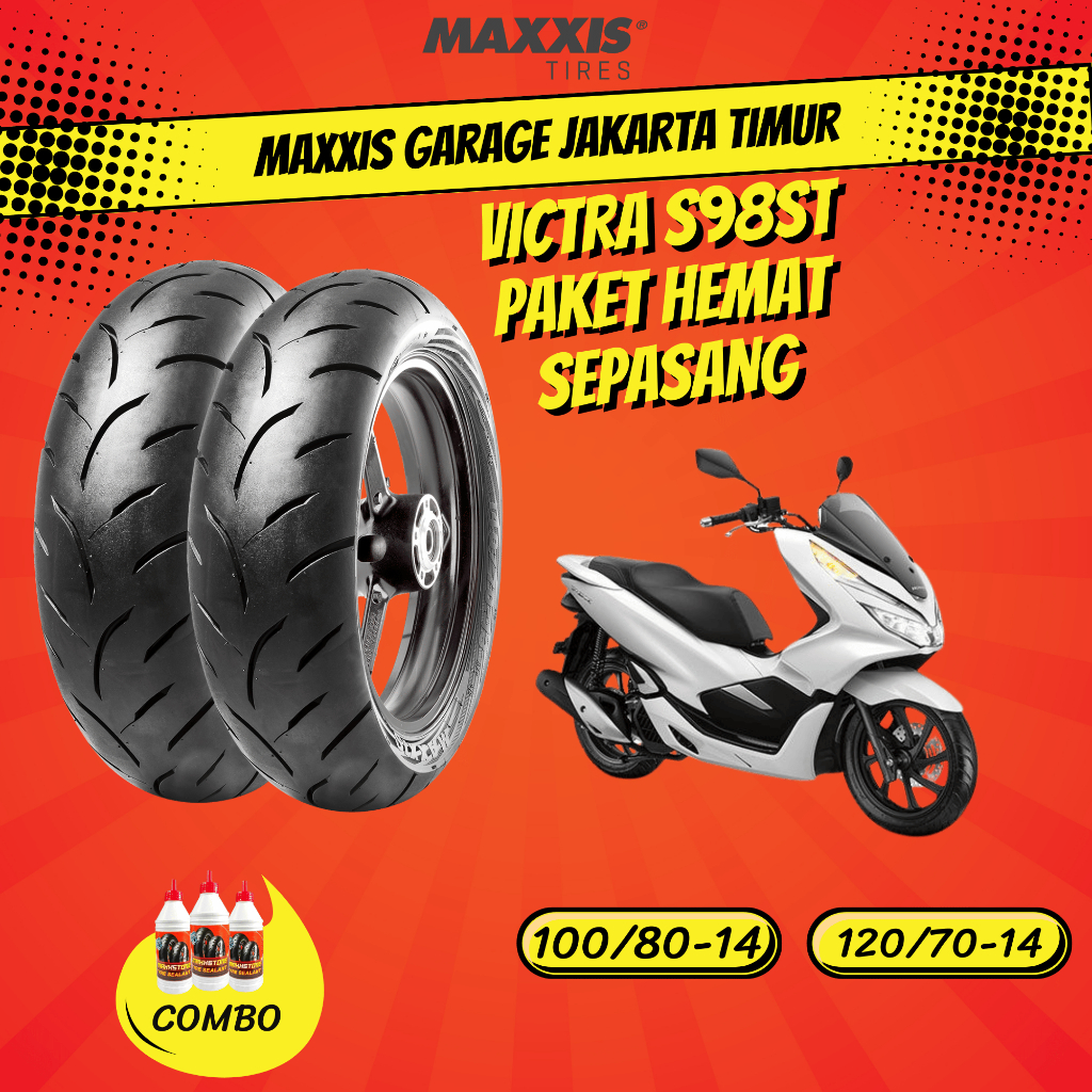 (PAKET MURAH) MAXXIS VICTRA / BAN MAXXIS SEPASANG 100/80-14 / 120/70-14 TUBELESS BAN LUAR / BAN PCX 