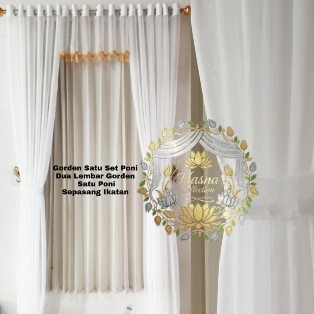 Gorden Poni Satu set Lengkap Ukuran Jendela Pintu Ruang Tamu