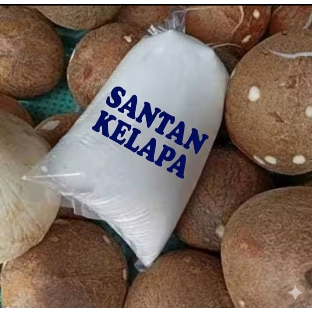 santan kelapa murni segar, kelapa parut, kelapa tua