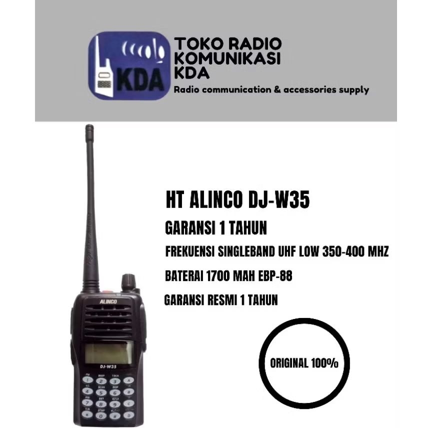 HT ALINCO DJ-W35 | SINGLE BAND RADIO | UHF 350-400 MHZ | GARANSI RESMI | HT ALINCO DJ W 35 | ALINCO 