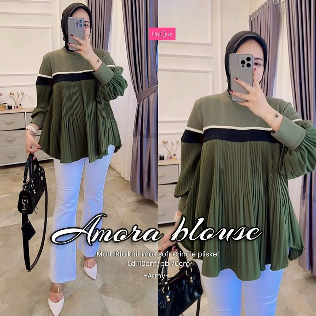 AMORA BLOUSE - PRITA BLOUSE PLISKET BISA MUAT BB JUMBO by LAIQA