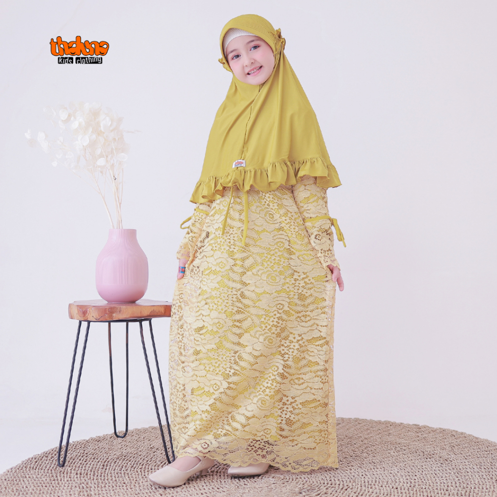 Dress Amaira Mini  Thaluna Kids | Tanpa Jilbab Gamis Dress Anak Perempuan Usia 2-12 Tahun Brokat Van
