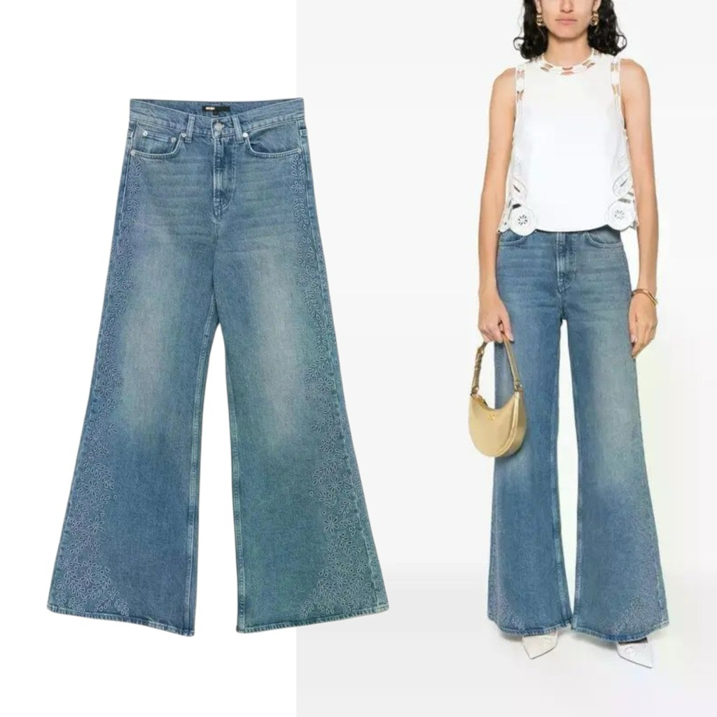 Maje Paris Embroidered Flared Jeans