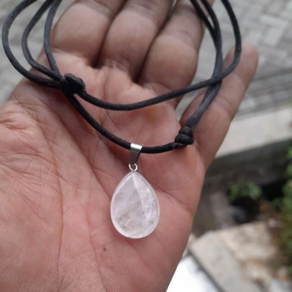 kalung liontin tetes air batu akik asli ketjubung es kalimantan