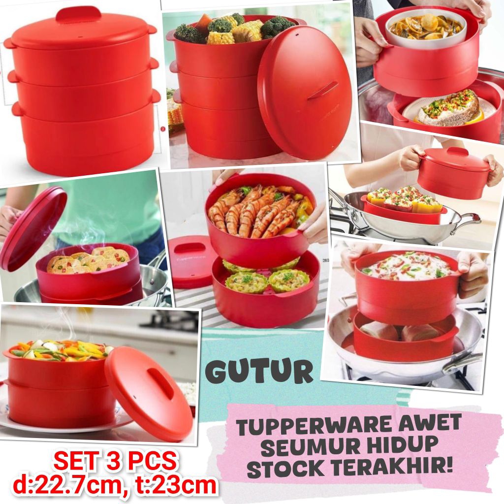 Tupperware Pengukus Kukusan Siomay Dimsum Bakpao Sayur Bolu Seafood Kukus Singkong Ubu Kue Roti