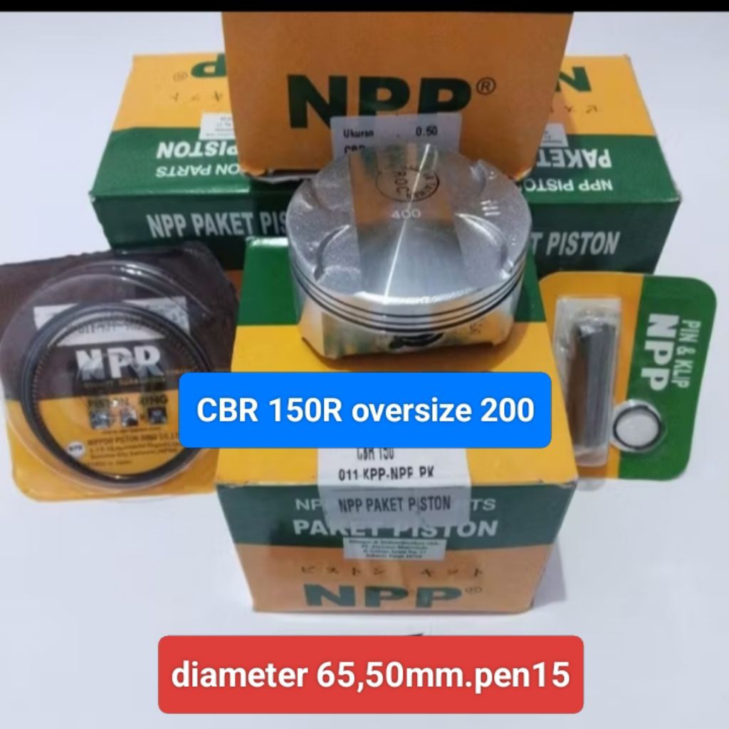 piston kit CBR 150R oversize 200 diameter 65,50mm pen14. NPP ORIGINAL OEM