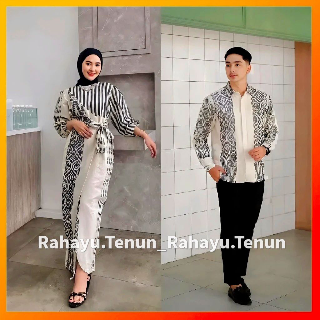 NEW SERIES MARLINE DRESS PUTIH ABU BAJU TENUN COUPLE PRIA WANITA BAJU DINAS GURU KONDANGAN PREWEDDIN