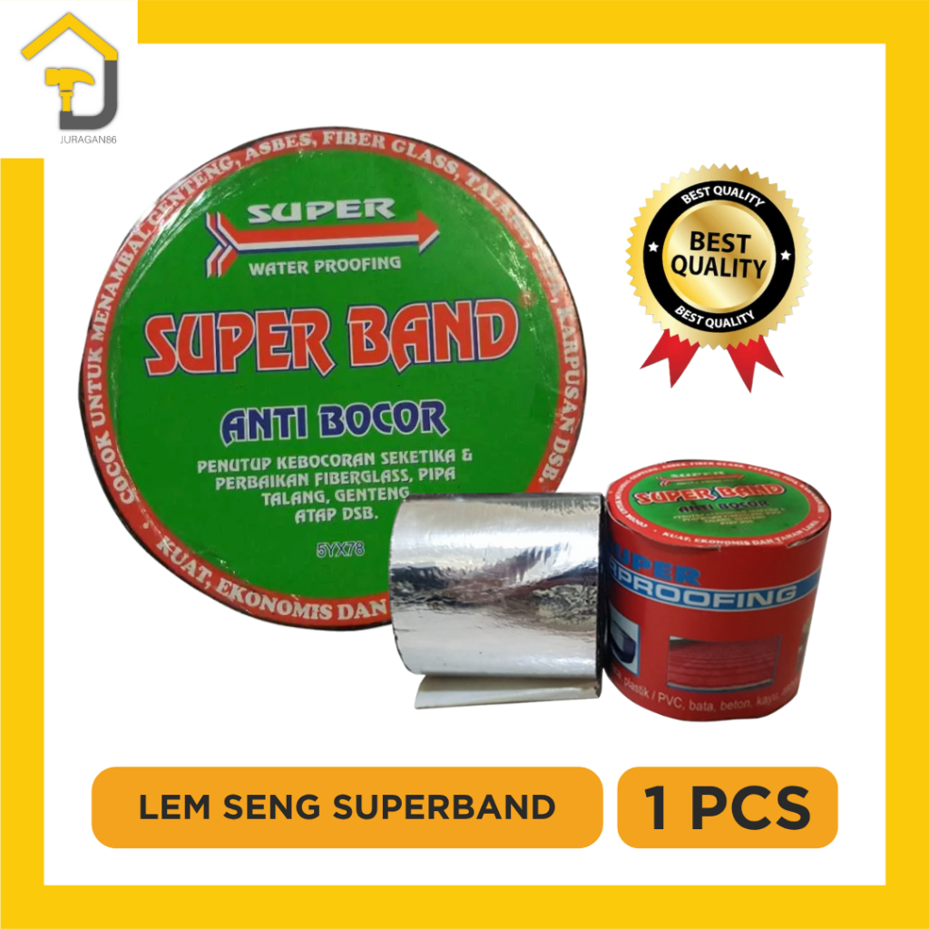 Lem Seng Superband Besar 10M Anti Bocor / Lem Genteng Seng Asbes Lem Talang / Lakban Aspal / Penamba
