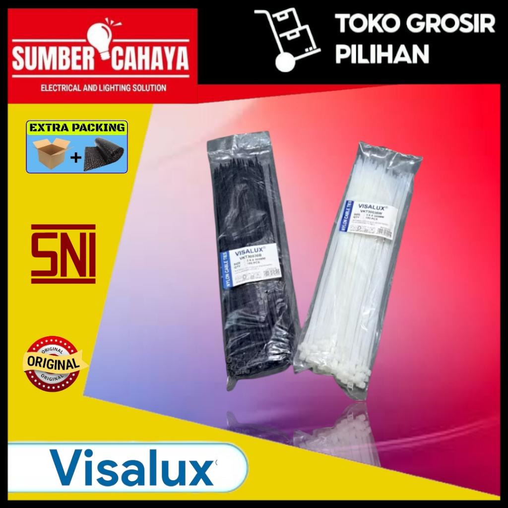 VISALUX CABLE TIES / KABEL PENGIKAT NYLON TALI RIPET WARNA HITAM - PUTIH