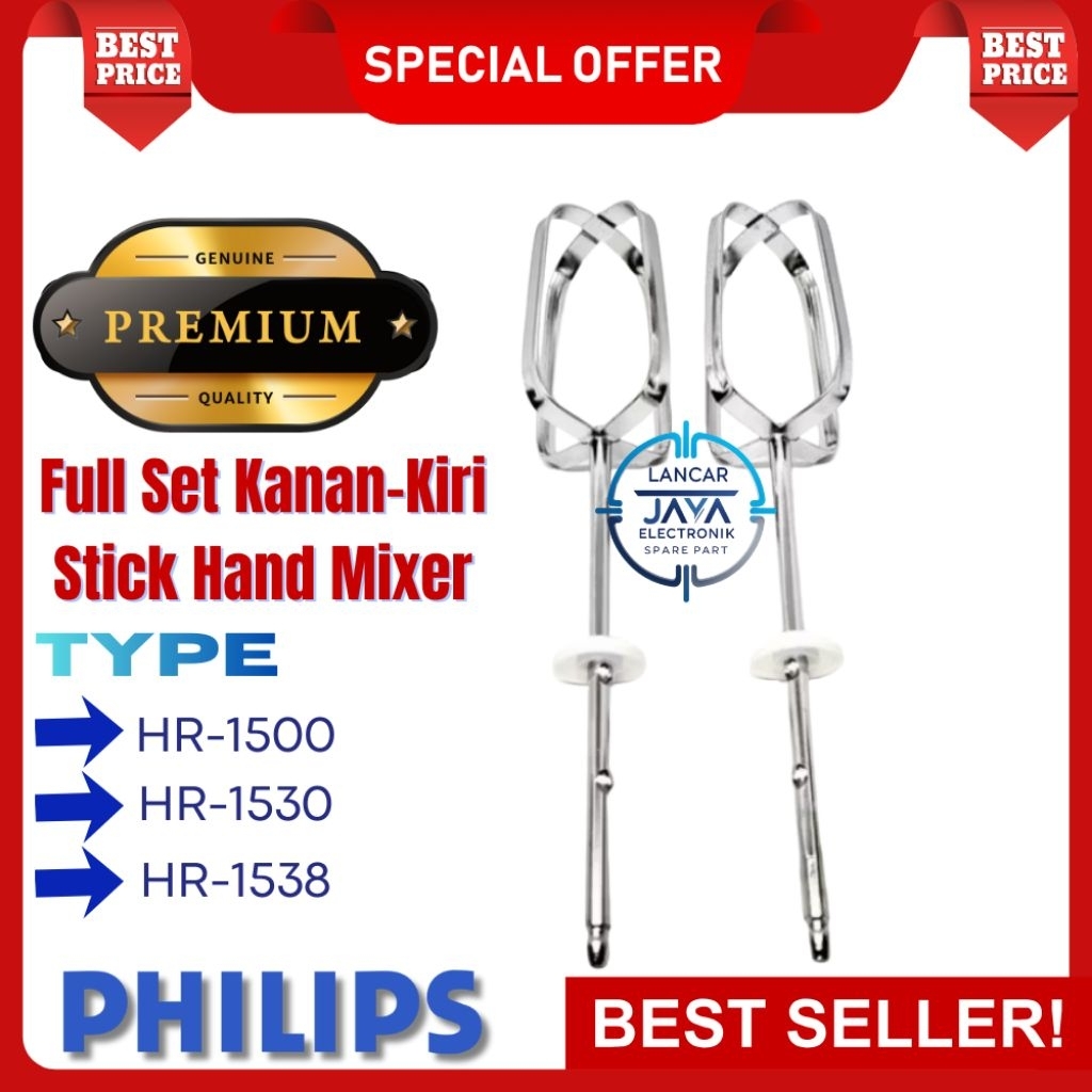 Full Set Kanan Kiri Stick Hand Mixer Philips Cucina HR-1500 HR-1530 HR-1538 – Pengaduk Stainless Ste