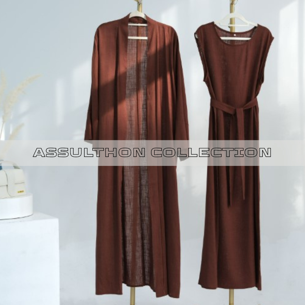 GAmis Abaya Outer 2in1 Gamis Set Iner katun Premium Fashion muslim Terbaru By Assulthon