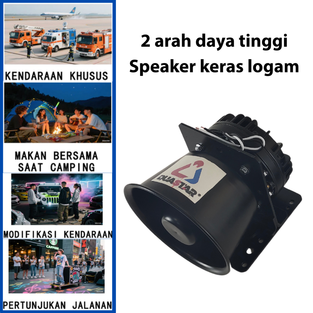 Klakson listrik 2 arah daya tinggi Speaker keras logam untuk mobil setebal 8 OhmsTOA HORN WHELEN WEL
