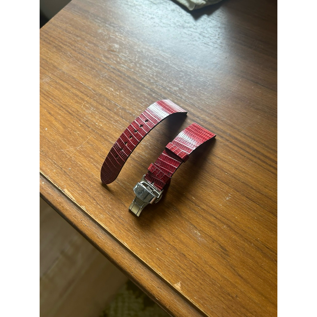 Red lizard leather strap 23 mm