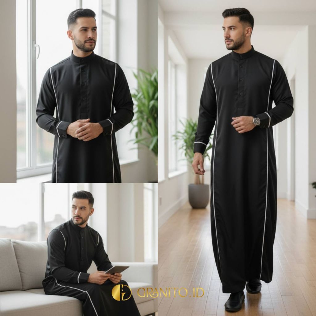 JUBAH GAMIS PRIA LENGAN PANJANG & SLIM FIT