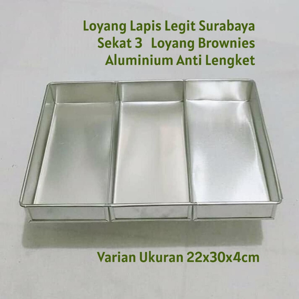Loyang Lapis Legit Surabaya Sekat 3 22x30 | Cetakan Kue Aluminium Anti Lengket