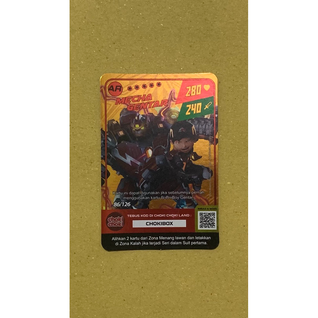 Kartu Sececret AR Choki-Choki Boboiboy Gentar