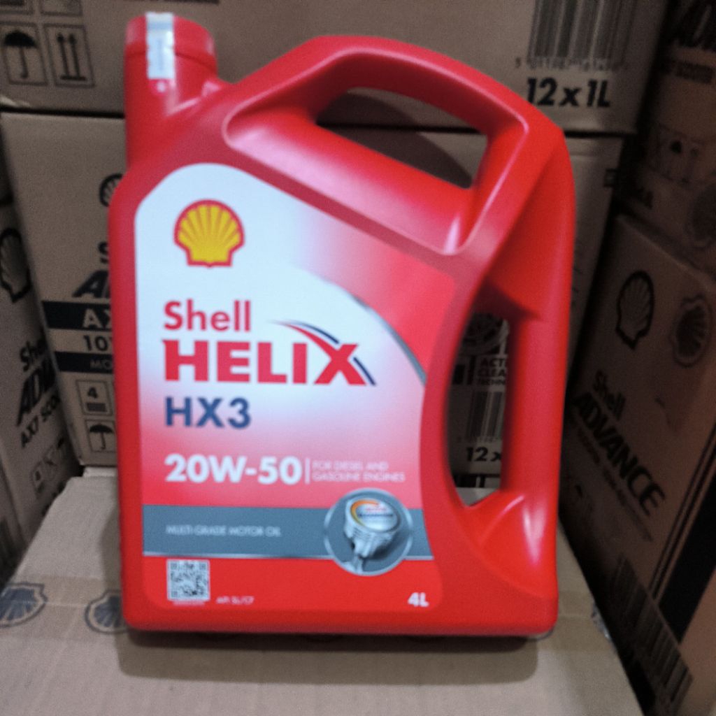 OLI SHELL HELIX HX3 4L 20W-50 API SL/CF OLI MESIN DIESEL DAN BENSIN ORIGINAL SHELL