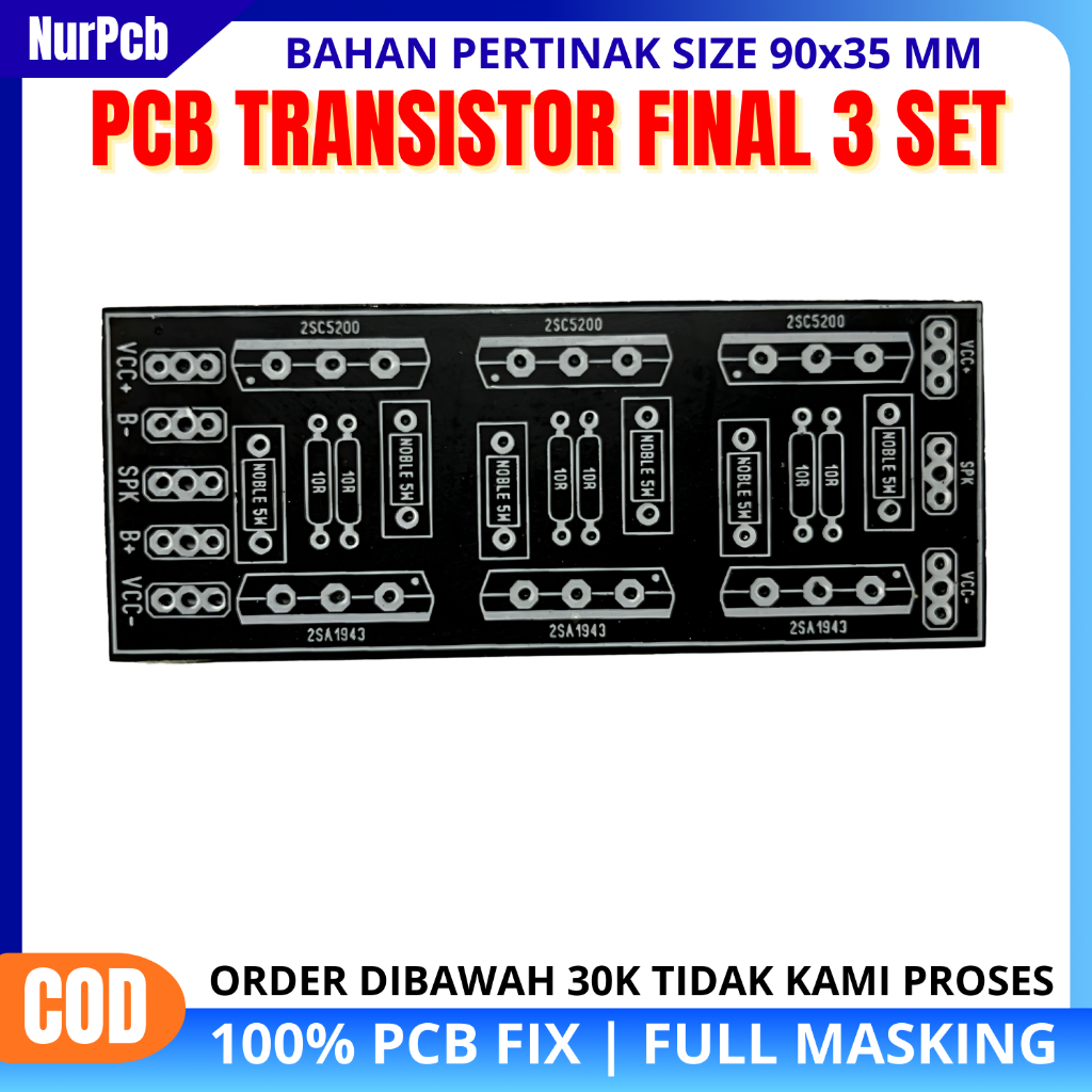 NUR PCB - PCB Transistor Final 3 Set Toshiba 2SC5200 2SA1943 Fullmasking Untuk Power Amplifier