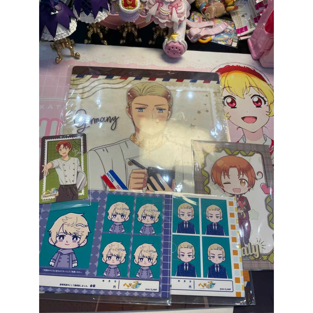 Hetalia World Stars Cafe Collaboration Board Postcard Germany Russia Italy