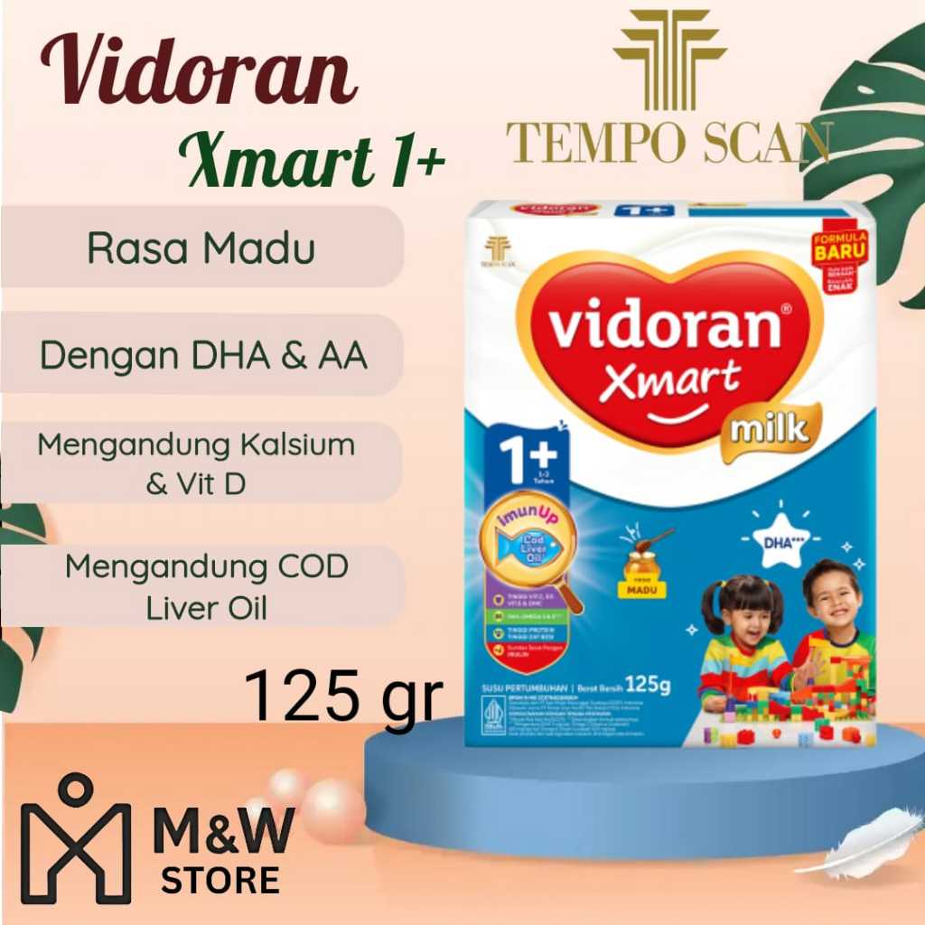 Vidoran Xmart 1+ 125 Gram/Susu Bayi/Susu Formula 1-3 Tahun