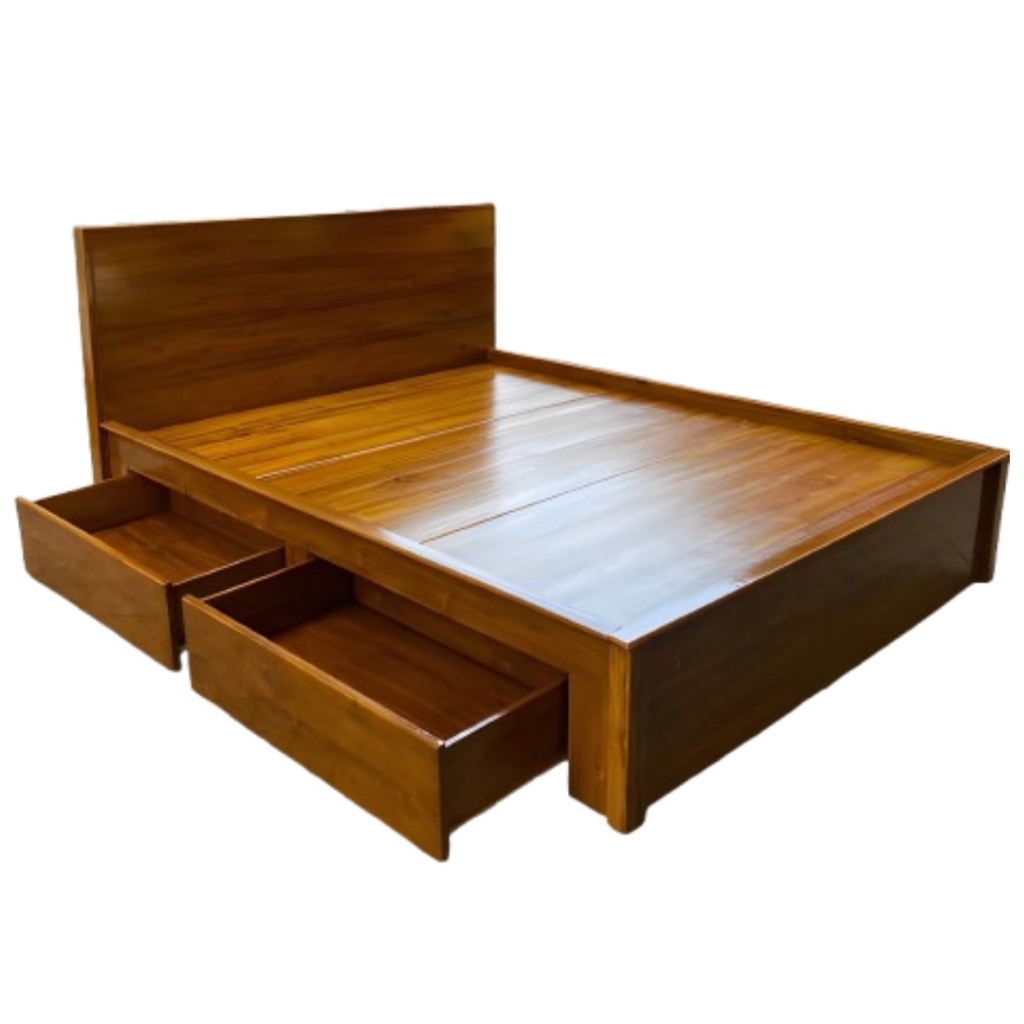 Tempat Tidur Minimalis Kayu Jati solid Ranjang jati Divan Jati Solid dengan Laci