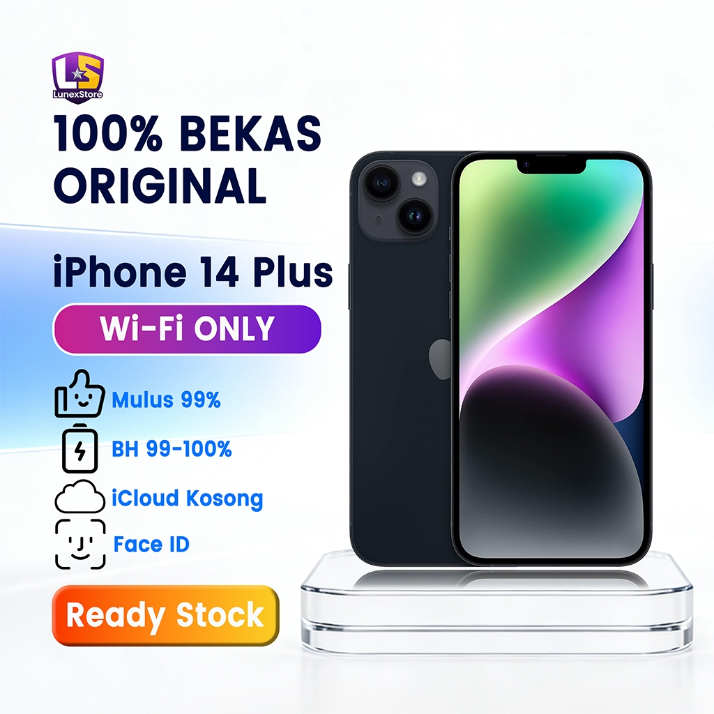 iPhone 14 PLUS WIFI ONLY Variasi Khusus 128GB/256GB/512GB Second Original Mulus Fullset Game/Live