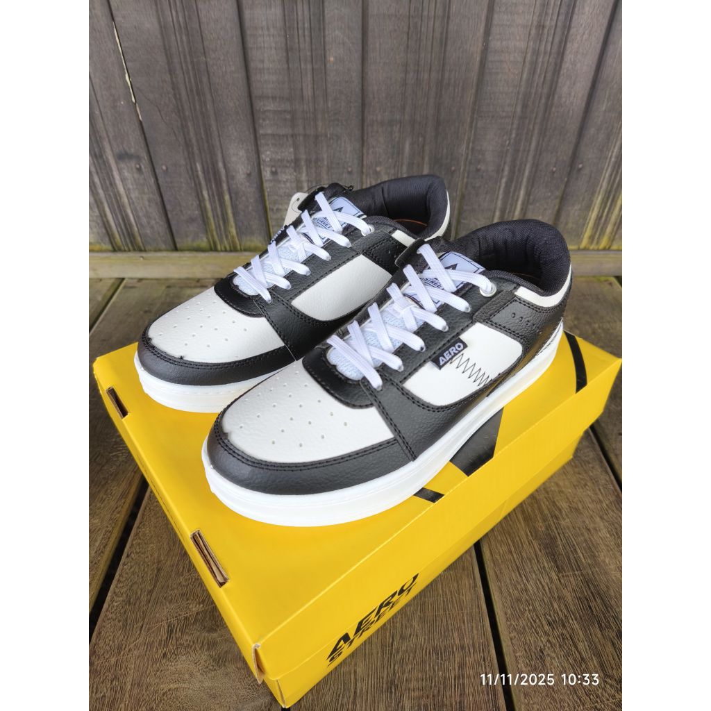 Aerostreet Hoops Low 2.0 Putih Hitam Putih - Sepatu Sneakers Casual