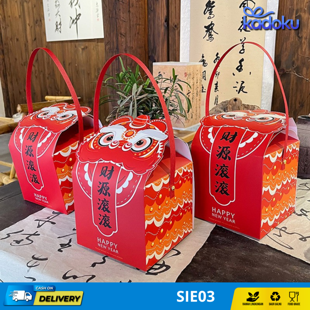 Kotak Hampers Imlek New Year Chinese/Kotak Toples Kue Kering Imlek / Box Hampers Imlek Barongsai/