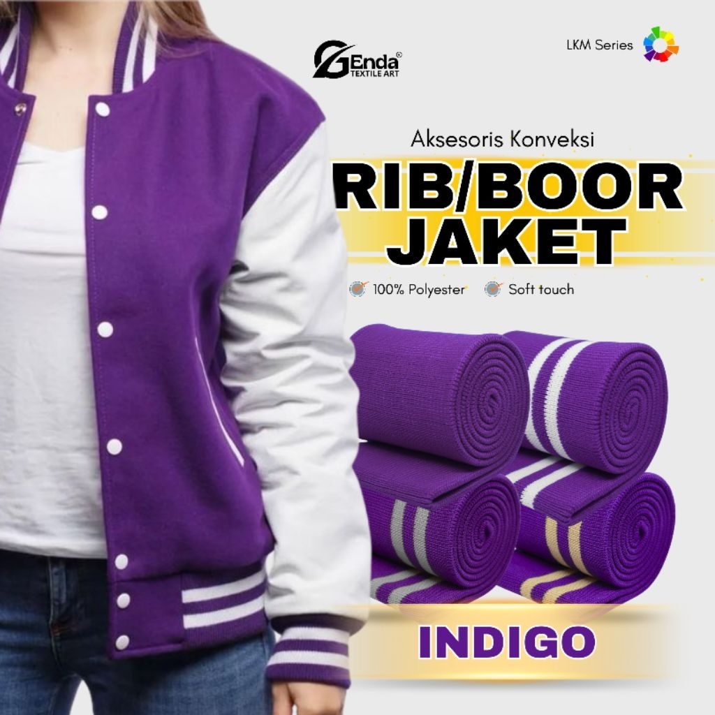 Ungu Royal | Kain rib bur pemium polyester untuk jaket aksesoris fashion warna lengkap bisa custom